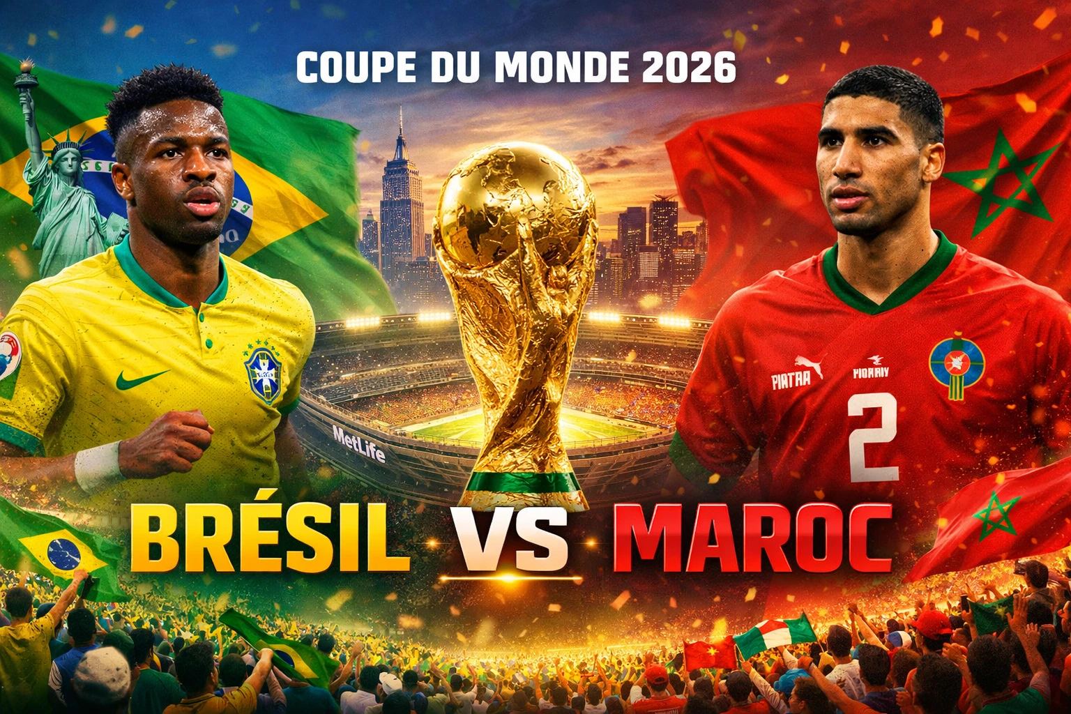 Coupe du Monde 2026 : Brésil – Maroc, un duel explosif au MetLife Stadium
