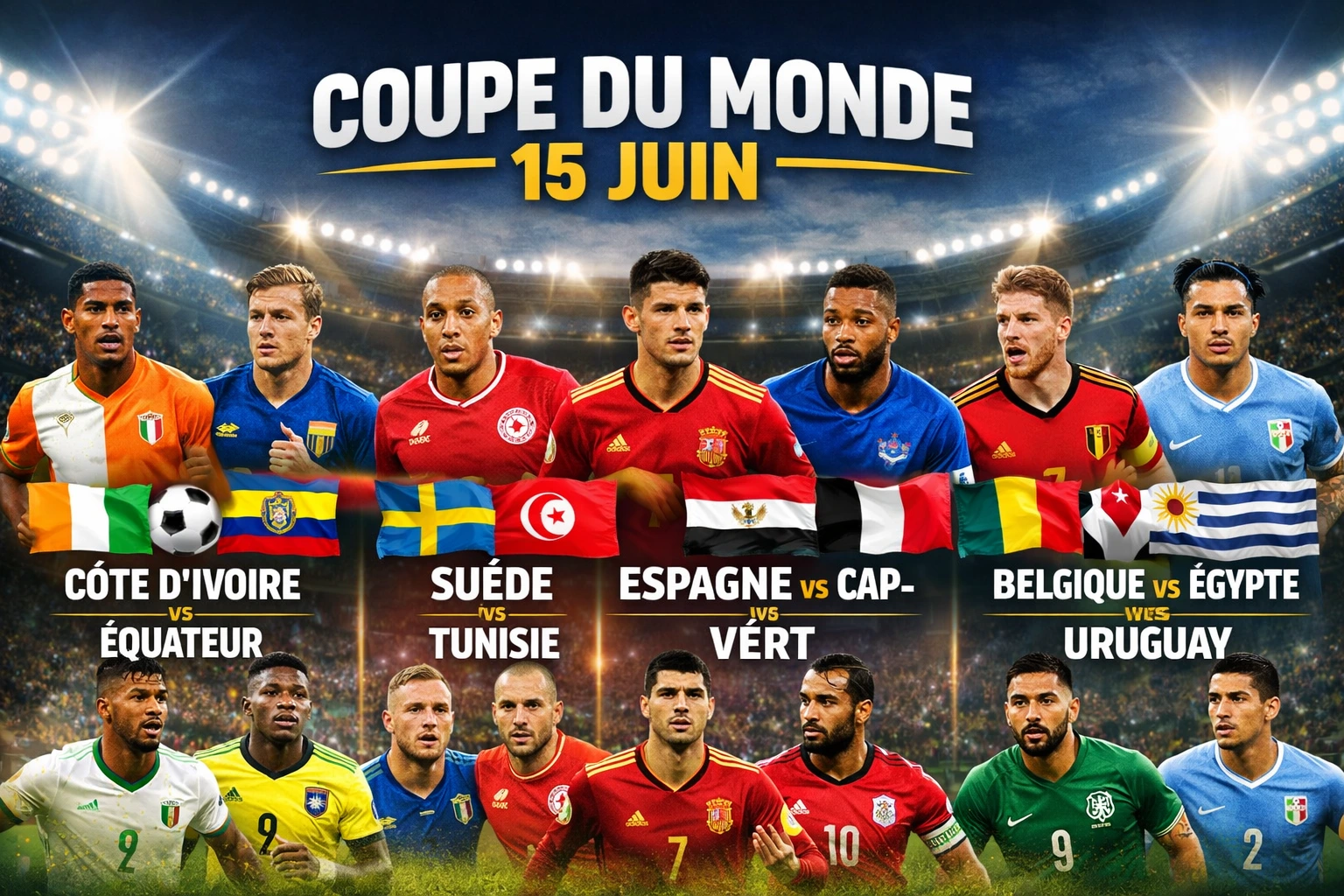 Coupe du Monde 2026 : les matchs du lundi 15 juin