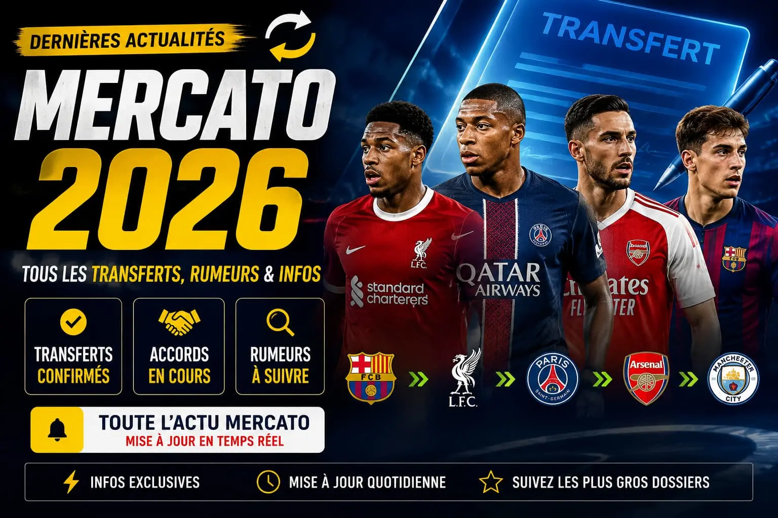Mercato 2026 : les dernières actualités, transferts confirmés et grosses rumeurs du jour