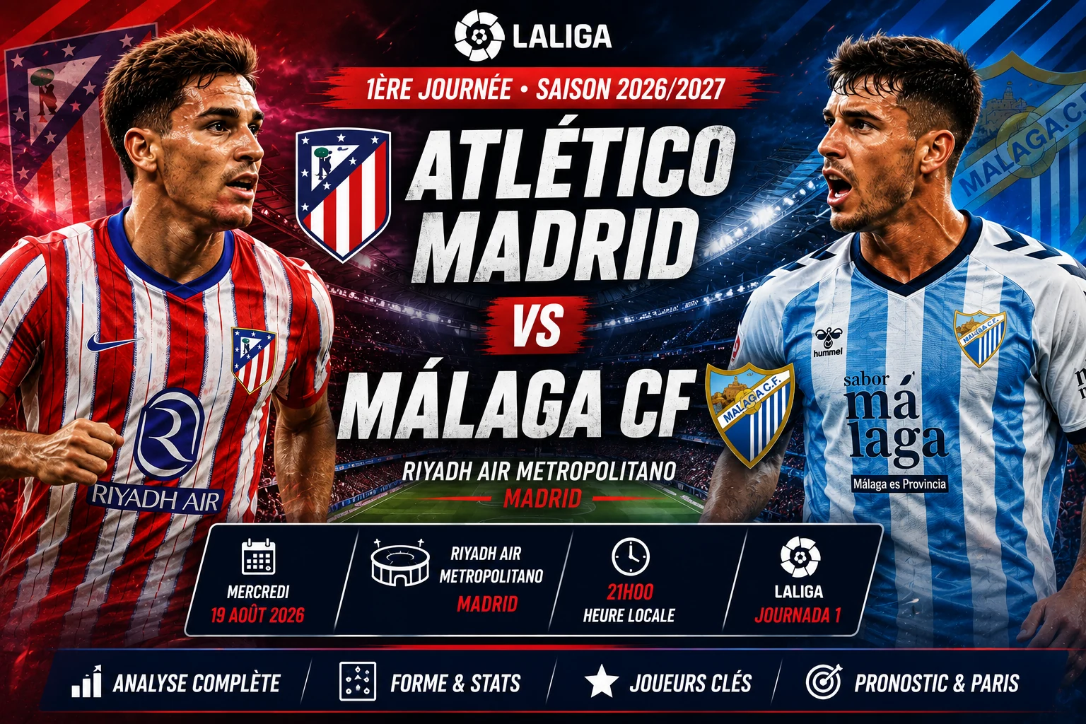 Atlético Madrid - Málaga : analyse et pronostic du match du 19 août 2026