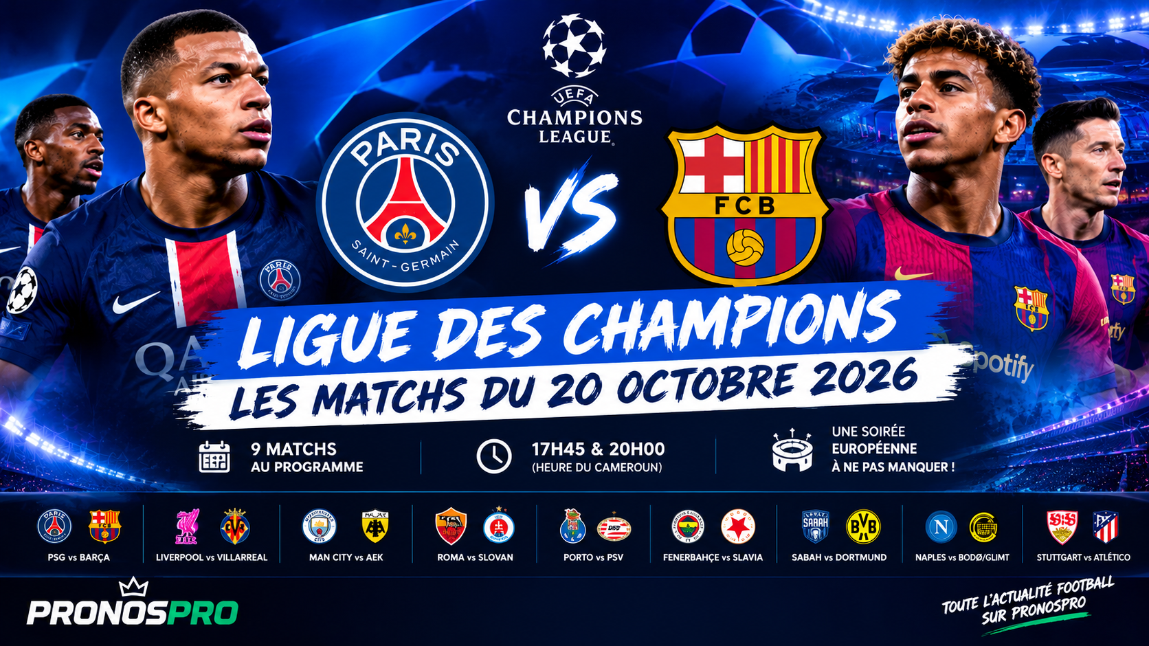 Ligue des champions : neuf matchs au programme ce mardi, PSG-Barcelone en tête d’affiche